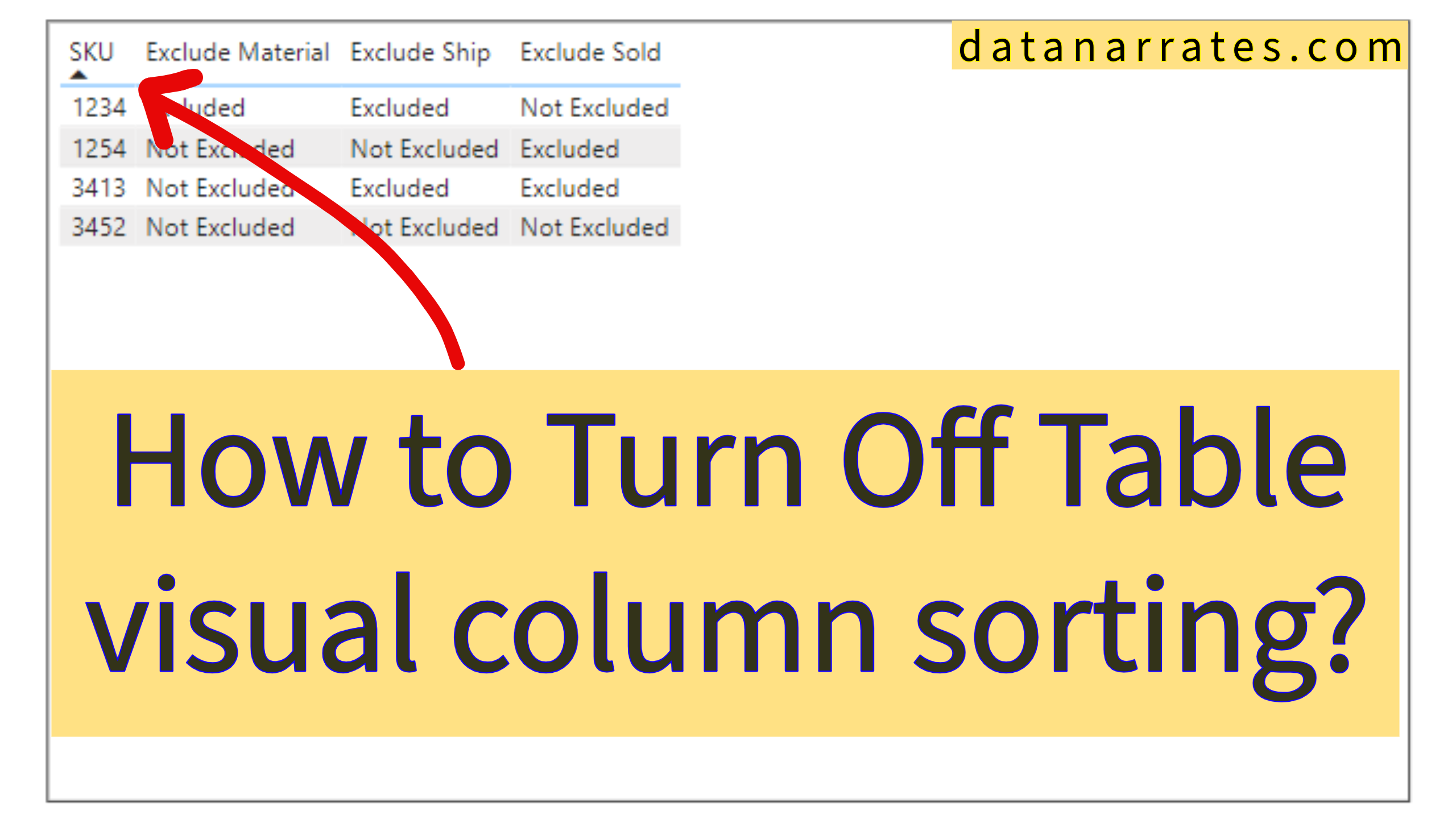 Tips – How to disable sorting when click in the table visual