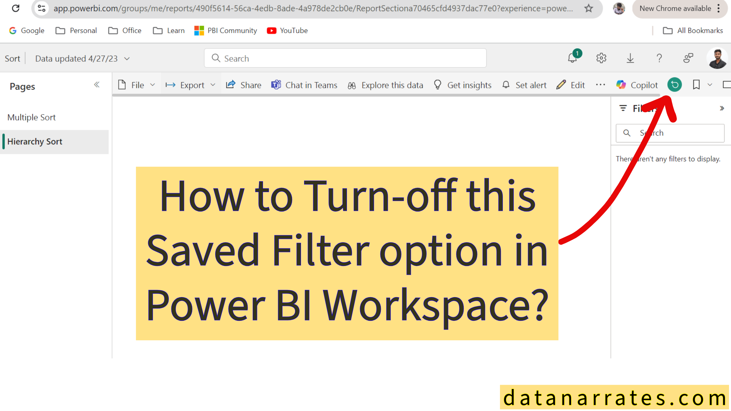 How to Turn off Persistent Filter in Power BI Workspace?